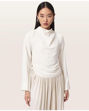 AllSaints Leslie Cowl Neck Relaxed Top - Natural