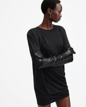 AllSaints Extended Patent Leather Gloves - Black