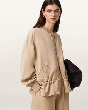 AllSaints Lyocell/Linen Sofi Linen Blend Drawstring Bomber Jacket, /Us 0 - Natural