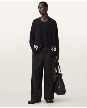 AllSaints Echo Linen Blend Barrel Leg Trousers - Black