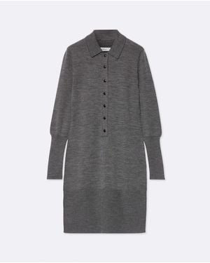 AllSaints Coyte Merino Wool Polo Dress - Grey