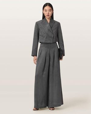 AllSaints Marrlo Wide Leg Pleated Pants - Gray