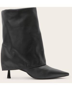 AllSaints Odyssey Knee High Folding Leather Boots - Black