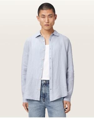 AllSaints Loom Long Sleeve Linen Shirt - Blue