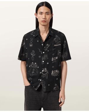 AllSaints Terra Linen Blend Oversized Shirt - Black