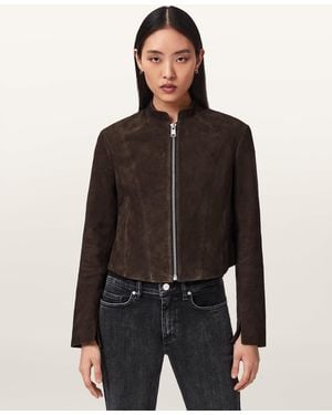 AllSaints Suede Sadler Fitted Suede Jacket, /Us 2 - Black