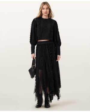 AllSaints Polyester Vashtie Lace Maxi Skirt, /Us 2 - Black