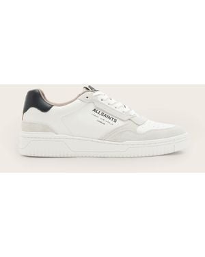 AllSaints Regan Leather Low Top Logo Trainers - Natural
