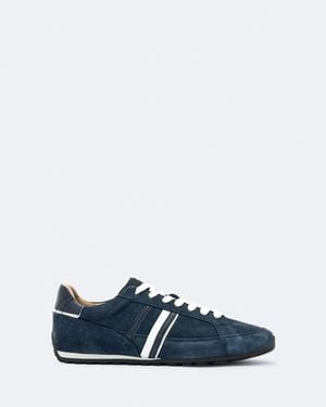 AllSaints Liam Leather And Suede Low-Top Sneakers - Blue