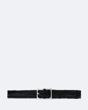 AllSaints Charles Woven Leather Belt - White
