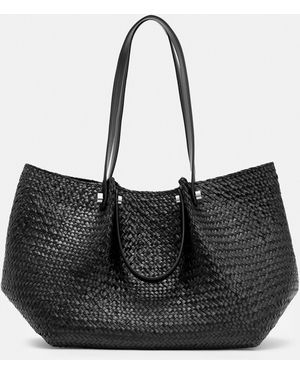 AllSaints Allington Straw Tote Bag - Black