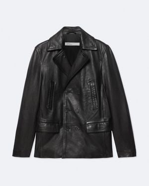 AllSaints Tilson Leather Peacoat - Black