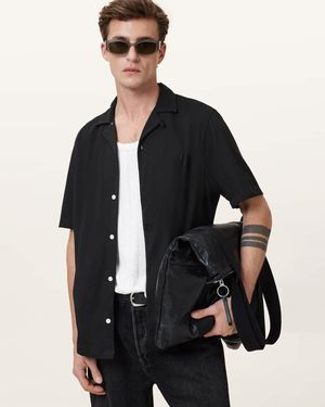AllSaints Hudson Relaxed Fit Ramskull Shirt - Black