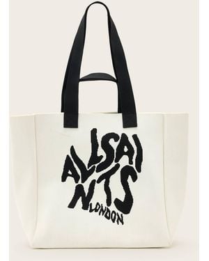 AllSaints Izzy Orlando Logo Knitted Tote Bag - Natural
