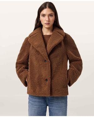 AllSaints Eddie Faux Teddy Jacket - Brown