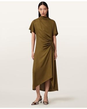 AllSaints Silk/Viscose Rosie Silk Blend Midi Dress, /Us 2 - Green