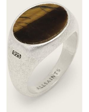 AllSaints Owen Tiger Eye Sterling Ring - Natural