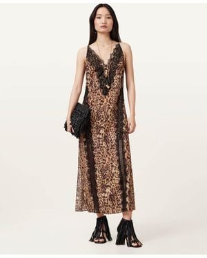 AllSaints Melia Leopard Print Maxi Dress - Natural