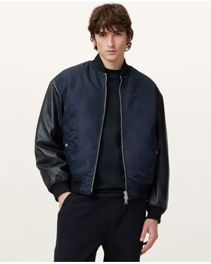 AllSaints Myler Oversize Nylon Bomber Jacket - Blue