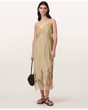 AllSaints Samia Linen Lace Midi Dress - Natural