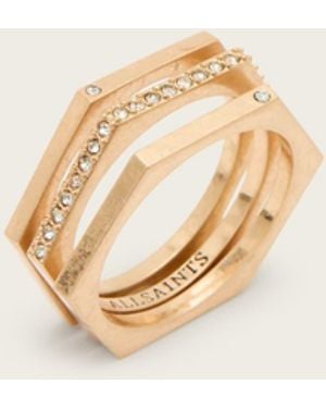 AllSaints Bex Mixed Ring Set - Natural
