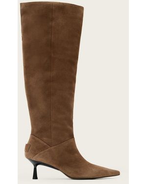 AllSaints Leather Odyssey Knee High Suede Boots, /Us 6/Eu 36 - Brown