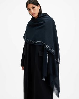 AllSaints Metallic Selvedge Scarf - Blue