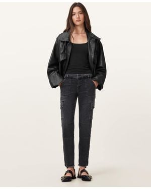 AllSaints Duran Skinny Denim Cargo Jeans - Black