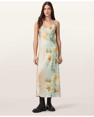 AllSaints Polyester Bryony Floral Slip Dress, /Us 2 - Natural
