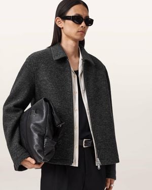 AllSaints Celeste Cropped Wool Jacket - Black
