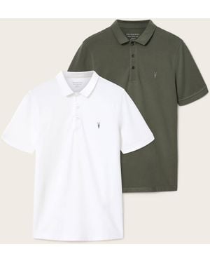 AllSaints Reform Short Sleeve Polo Shirts 2 Pack - Multicolour