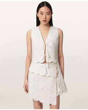 AllSaints Mona Quilted Cropped Waistcoat - White