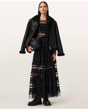 AllSaints Lorel Shearling Flying Jacket - Black