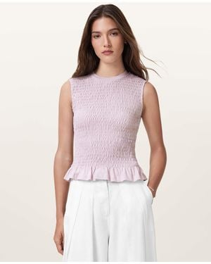 AllSaints Ode Smocked Sleeveless Tank Top - Purple
