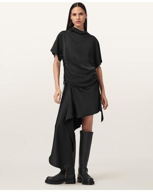AllSaints Leslie Satin Short Sleeve Top - Black