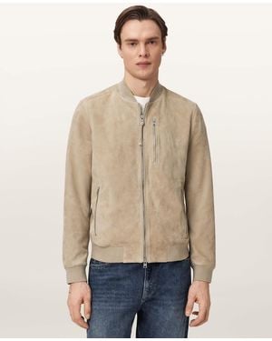 AllSaints Kemble Suede Bomber Jacket - Grey