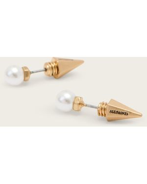 AllSaints Hazel Small Pearl Stud Earrings - Natural