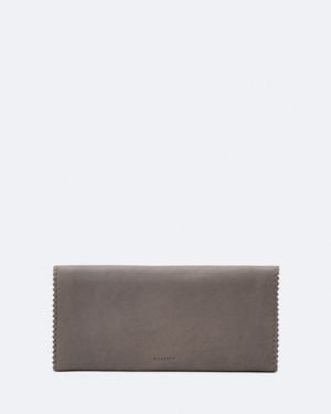 AllSaints Siloh Pinked-Edge Leather Continental Wallet - Grey