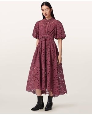 AllSaints Polyester Odette Broiderie Anglais Maxi Dress, /Us 0 - Red
