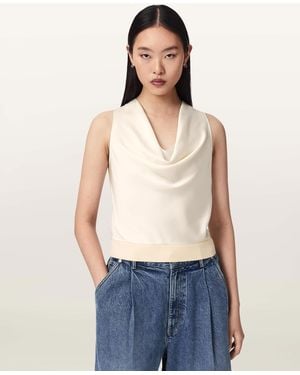 AllSaints Zoey Sleeveless Cowl Neck Tank Top - Blue