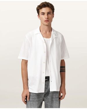 AllSaints Robson Short Sleeve Ramskull Shirt - White