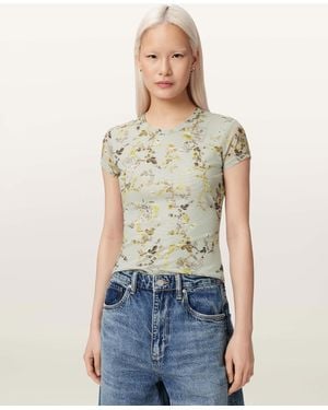 AllSaints Polyester Ellie Mesh Floral Print Slim T-Shirt, /Us 0 - White