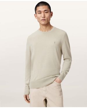 AllSaints Mode Merino Crew Neck Ramskull Jumper,, Grange - Grey