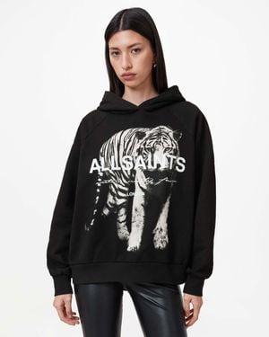 AllSaints Kit Talon Tiger Print Hoodie - Black