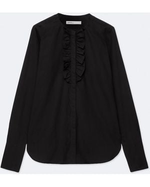 AllSaints Amara Cotton-Blend Ruffle Shirt - Black