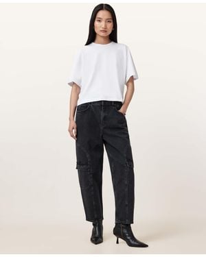 AllSaints Daisy Mae Tapered Leg Cargo Denim Jeans - White