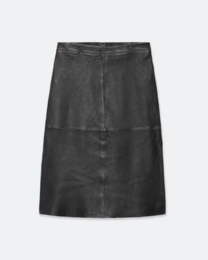 AllSaints Olivia Leather Midi Skirt - Grey