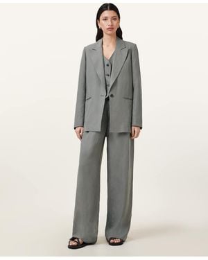 AllSaints Averie Relaxed Fit Linen Blend Blazer - Grey