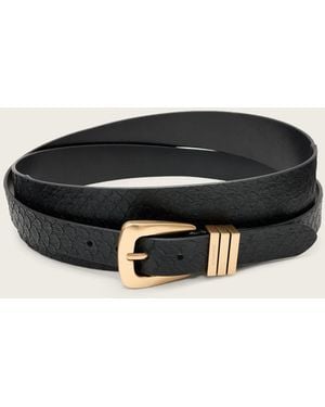 AllSaints Harper Snake Effect Leather Belt - Black