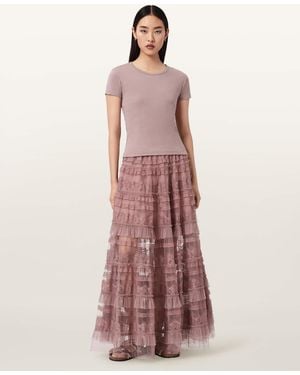 AllSaints Polyester Arlea Tulle Maxi Skirt, /Us 2 - Multicolour